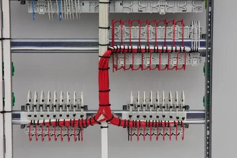 The river side of the electrical panel. Stock Photos