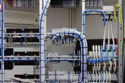 The river side of the electrical panel. Stock Photos