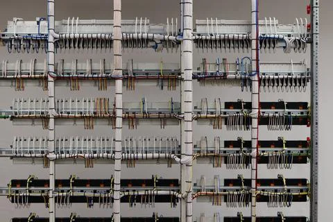 The river side of the electrical panel. Stock Photos