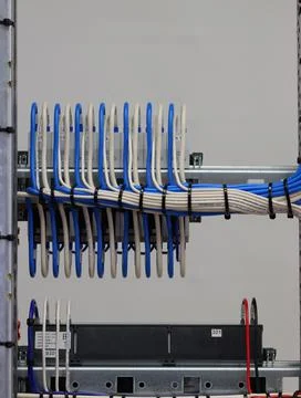 The river side of the electrical panel. Stock Photos