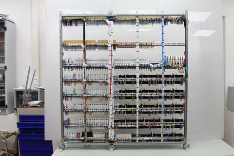 The river side of the electrical panel. Stock Photos
