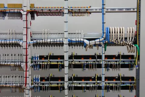 The river side of the electrical panel. Stock Photos