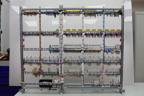 The river side of the electrical panel. Stock Photos