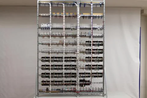 The river side of the electrical panel. Stock Photos