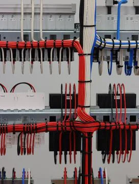 The river side of the electrical panel. Stock Photos