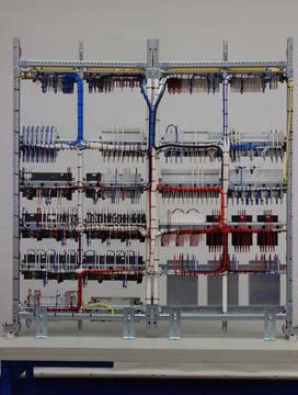The river side of the electrical panel. Stock Photos