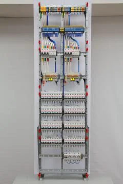 The river side of the electrical panel. Stock Photos