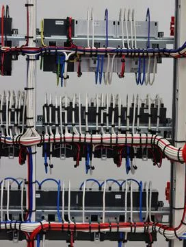 The river side of the electrical panel. Stock Photos