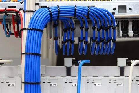 The river side of the electrical panel. Stock Photos