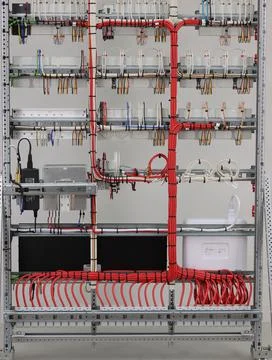 The river side of the electrical panel. Stock Photos