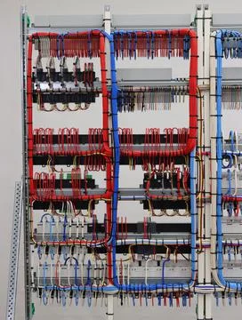 The river side of the electrical panel. Stock Photos