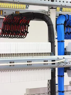 The river side of the electrical panel. Stock Photos