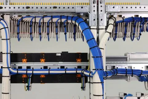 The river side of the electrical panel. Stock Photos