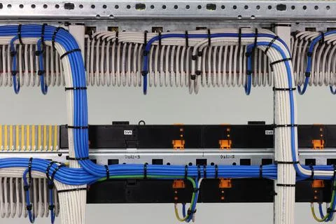 The river side of the electrical panel. Stock Photos
