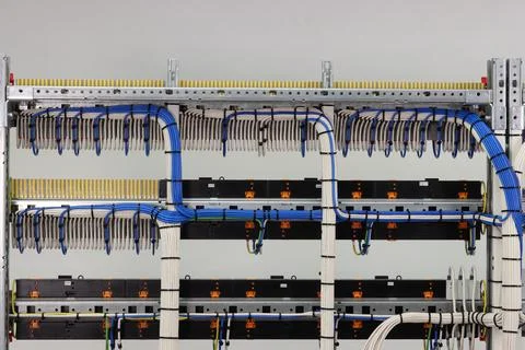 The river side of the electrical panel. Stock Photos
