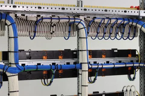 The river side of the electrical panel. Stock Photos