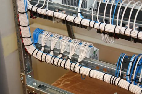 The river side of the electrical panel. Stock Photos