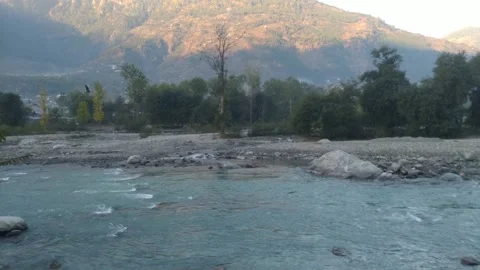 River Side View of Beas In Manali Himacal Pradesh India 6 Stock Footage 181500142