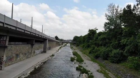 River side of walking in vienna Stock Footage 116718548