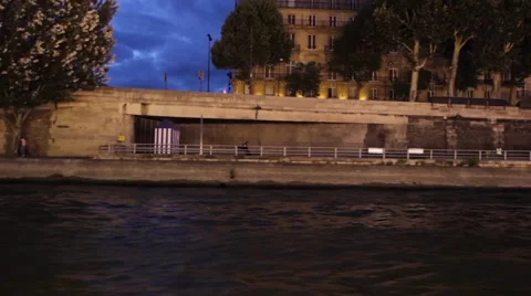 River Sienne Cruise Night Timelapse Stock Footage 57984545