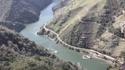 River Sil in Galicia, Spain from pointview in Pena Matacas Stock Footage 303310077