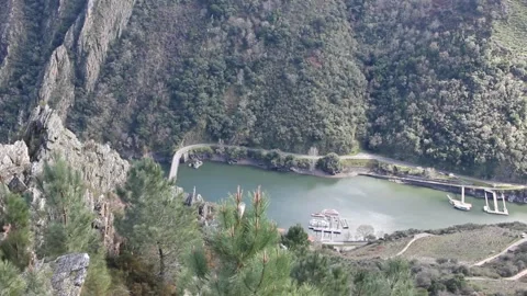 River Sil in Galicia, Spain from a viewpoint Stock Footage 303310067