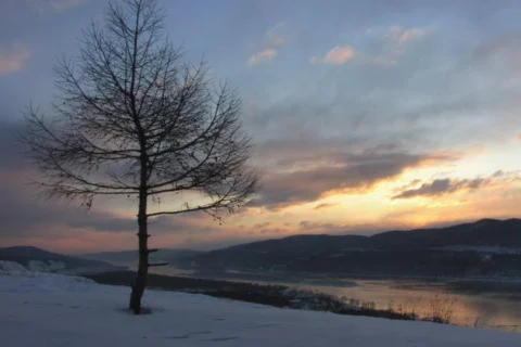 The River, the sky, clouds. Stock Footage 629237