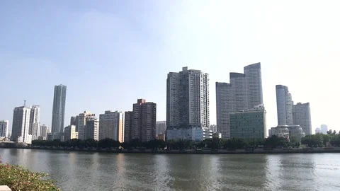 River skyscrapers Video stock 126967928