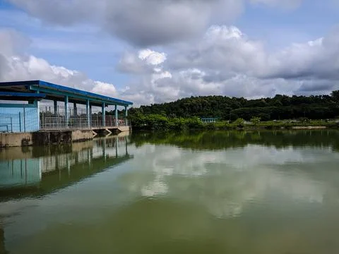 River with sluice Stock Photos