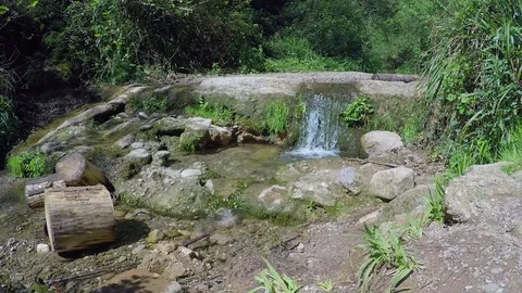 River Small Waterfall Stop Stock Footage 76183994