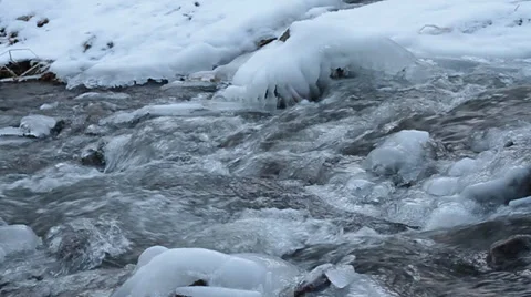 River with snow and ice forms Stock Footage 38106273