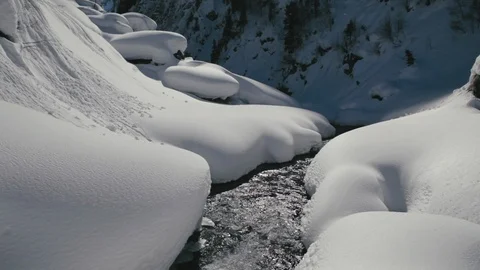 River in Snow. Mountain river in winter season 스톡 동영상 87994724
