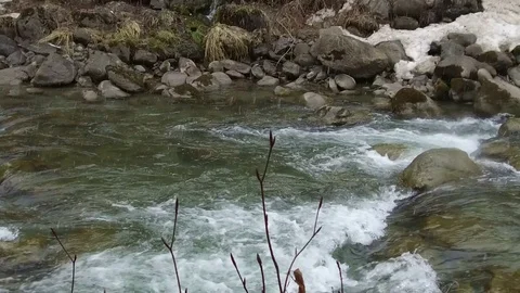 River with Snowflakes in Slow motion 1 Stock Footage