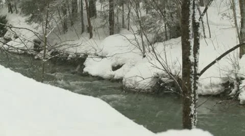 River in Snowy Forest Video stock 10885366