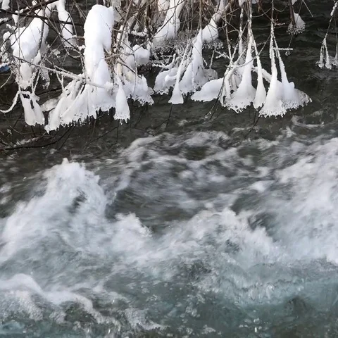 River in snowy forest Stock Footage 69469792