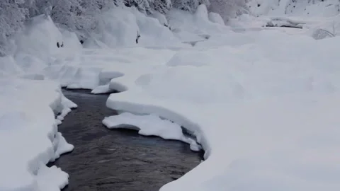 River in the snowy mountains  HD 動画素材 153487304