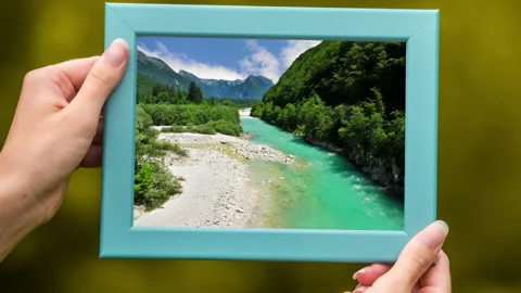 River Soca in frame with moving clouds Stock Footage 134333137