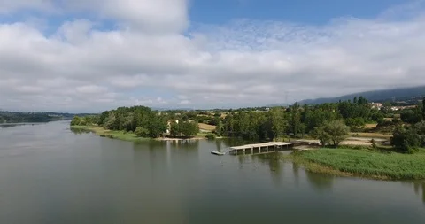 River in Spain - Ebro - Boat Dock Stock Footage 94221634