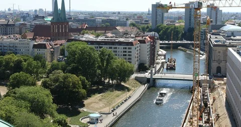 River Spree aerial view Stockbeeldmateriaal 96224366