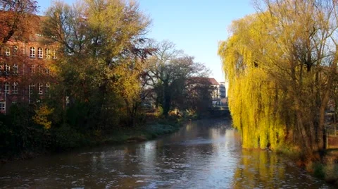 River Spree in autumn Stock Footage 60449502
