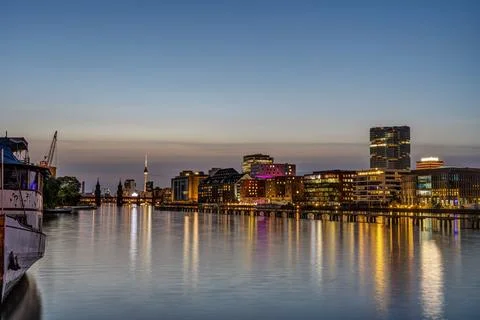 The river Spree in Berlin at twilight Stock Photos