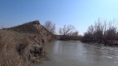 River in spring cliff Stock Footage 126761025