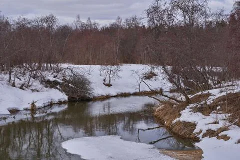 The river in the spring. Melting ice Stock Photos