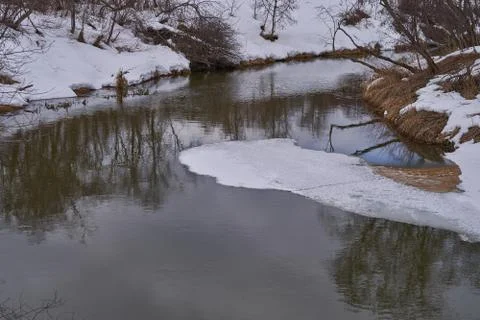 The river in the spring. Melting ice Stock Photos