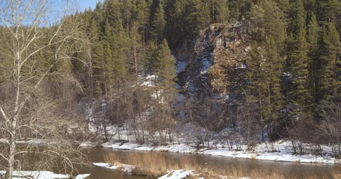 The river in the spring. Melting snow and ice. Stock Footage 89712839