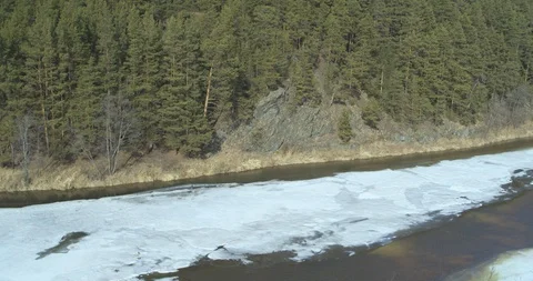 The river in the spring. Melting snow and ice. Stock Footage 89720404