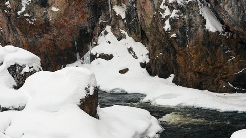 River in spring with snow Stock Footage 123769109