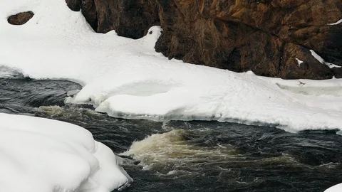 River in spring with snow. Stock Footage 123769592