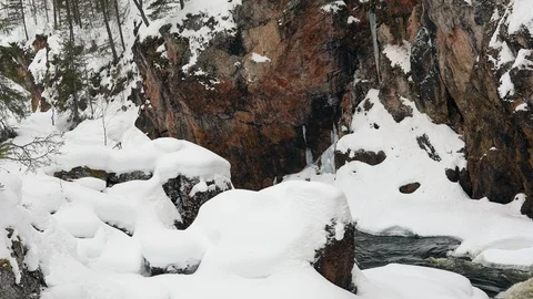 River in spring with snow Stock Footage 123770845