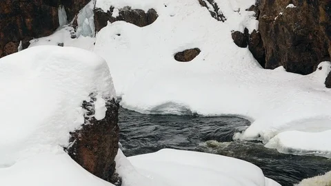 River in spring with snow. Stock Footage 123772915